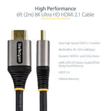 Cable De 2 Metros Hdmi 2.1 8k - Cable Hdmi Certificado De Ultra Alta Velocidad - 48gbps 8k 60hz 4k 120hz Hdr10+ Earc Ultra Hd - Startech.Com Modelo, Hdmm21v2m
