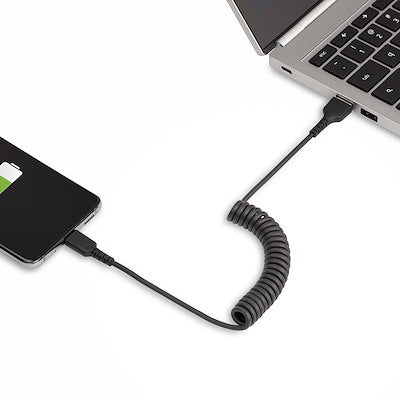 Cable De 50cm De Carga Usb A A Usb C, Cable Usb Tipo C En Espiral De Carga Rapida, Cable Usb 2.0 A A Usbc Negro - Startech.Com Modelo R2acc-50c-Usb-Cable