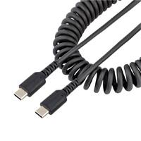 Cable De 50cm De Carga Usb C A Usb C, Cable Usb Tipo C En Espiral De Carga Rapida Y Servicio Pesado, Cable Usb 2.0 Usbc Negro - Startech.Com Modelo R2ccc-50c-Usb-Cable