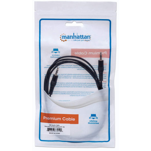 Cable De Audio Manhattan Estéreo 3.5mm Macho-Macho 1.8 metros Negro 334594