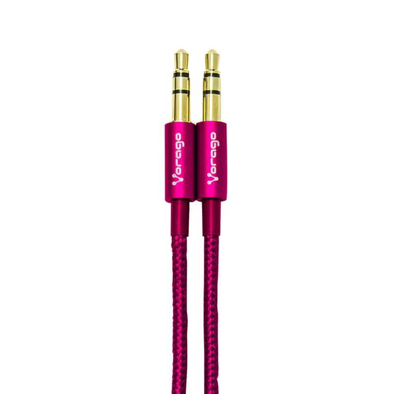 Cable De Audio Vorago Cab-108 3.5 Mm Redondo Metalico Rosa