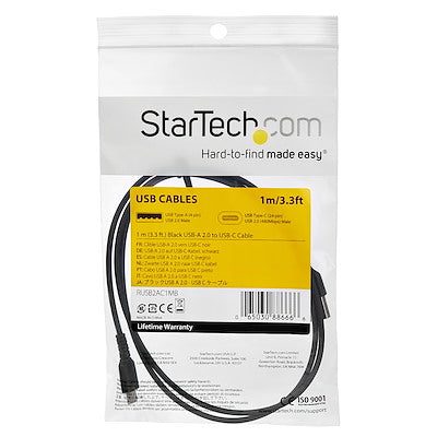 Cable De Carga De 1 Metro Usb C - De Carga Rapida Usb 2.0 Tipo C A Usb C Revestimiento Tpe De Fibra De Aramida M/M 60w Negro - Startech.Com Modelo Rusb2cc1mb