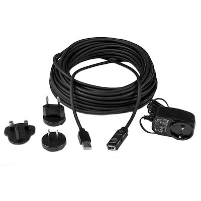 Cable De Extensión Alargador De 15 Metros Usb 2.0 Hi Speed Alta Velocidad Activo Amplificado - Macho A Hembra Usb A - Negro - Startech.Com Modelo Usb2aaext15m