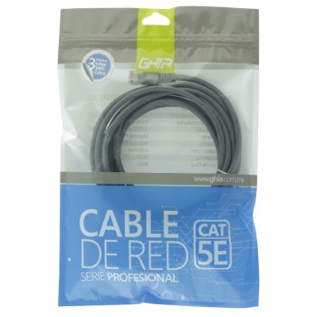 Cable De Red Rj45 Ghia 7.5 Metros 22.5 Pies Patch Cord Cat 5e Utp Gris 100cobre