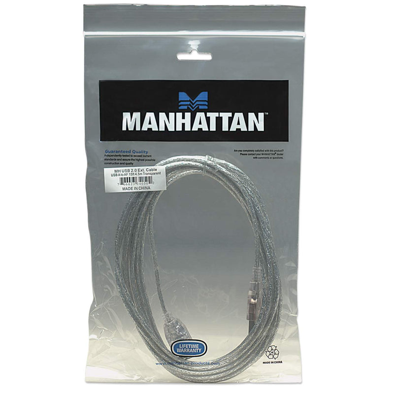 Cable Extensión Manhattan Usb V2.0 Macho-Hembra 4.5 Metros Plateado 480 Mbps 340502