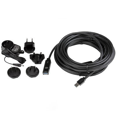 Cable Extensor De 10 Metros Usb 3.0 Superspeed Activo - Permite Conexión En Cascada De Hasta 2 Niveles - Usb A Macho A Hembra - Negro - Startech.Com Modelo Usb3aaext10m