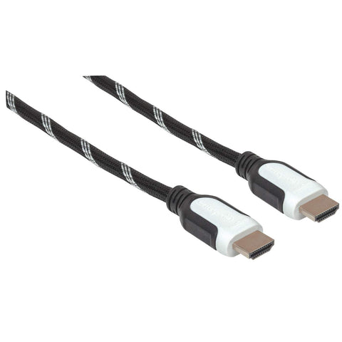Cable Hdmi Manhattan 2.0 Cubierta Textil Macho A Macho 3.0 Metros Negro Con Blanco 354783