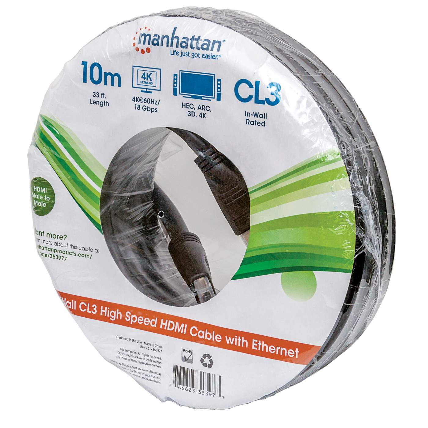 Cable Hdmi Manhattan 2.0 Intramuro Macho-Macho 10.0 Metros 353977