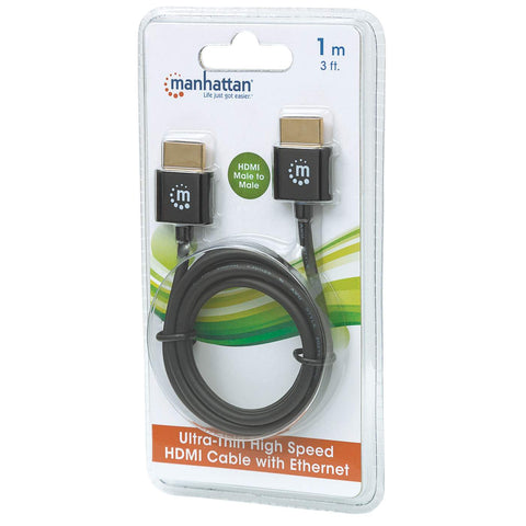 Cable Hdmi Manhattan 2.0 Ultradelgado Macho-Macho 1.0 Metros Blister 394352