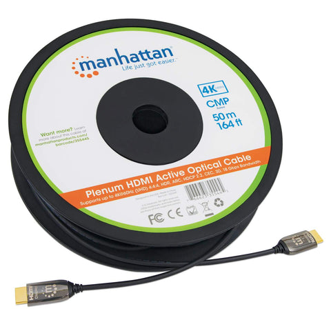 Cable Hdmi Optico Activo Plenum Macho-Macho 50 Macho Negro Manhattan 355445