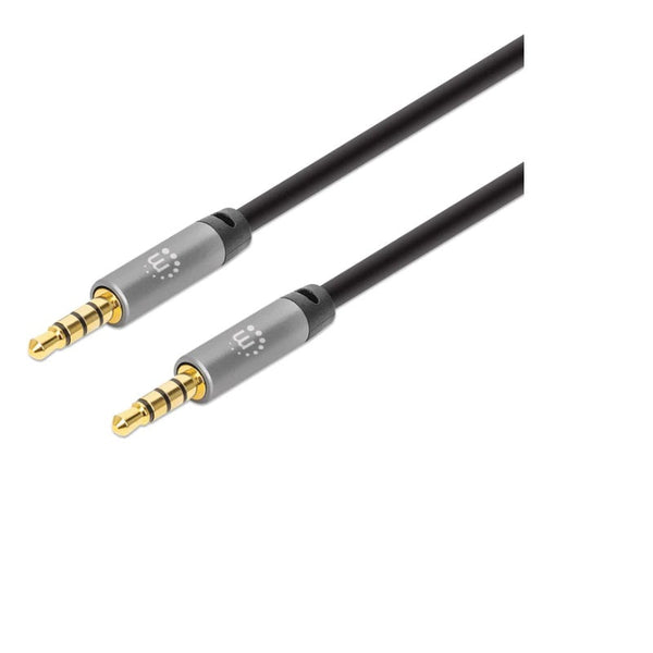 Cable Manhattan Audio Estéreo 3.5mm Macho-Macho 2 Metros Negro Con Plateado 355995