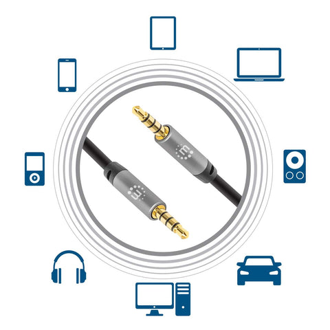 Cable Manhattan Audio Estéreo 3.5mm Macho-Macho 2 Metros Negro Con Plateado 355995