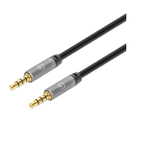 Cable Manhattan Audio Estéreo 3.5mm Macho-Macho 3.0 Metros Negro Con Plateado 356008