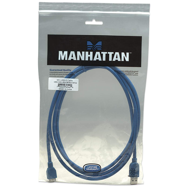 Cable Manhattan Usb 3.0 A Macho-Micro B Macho 2 Metros 5gbps Azul 325424