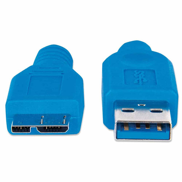 Cable Manhattan Usb 3.0 A Macho-Micro B Macho 2 Metros 5gbps Azul 325424