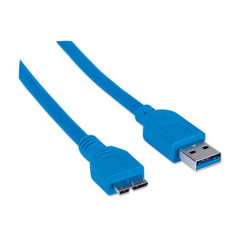 Cable Manhattan Usb 3.0 A Macho-Micro B Macho 2 Metros 5gbps Azul 325424