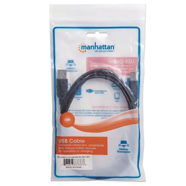 Cable Manhattan Usb A-B 1.8 Metros Negro 342650