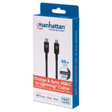 Cable Manhattan Usb-C A Lightning 0.5 Metros Negro Carga Y Sincroniza 394192