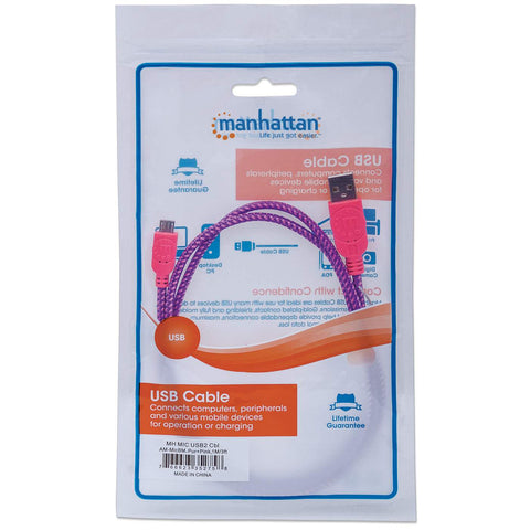 Cable Manhattan Usb V2.0 A-Micro B 1.0 Metros Textil Rosa Con Morado 352758