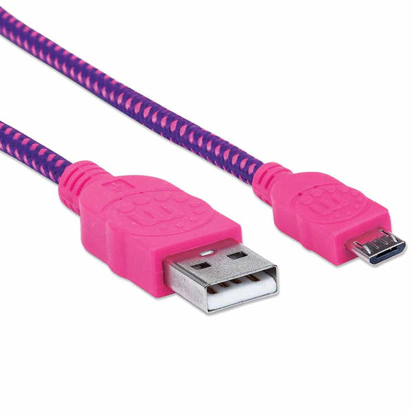 Cable Manhattan Usb V2.0 A-Micro B 1.0 Metros Textil Rosa Con Morado 352758