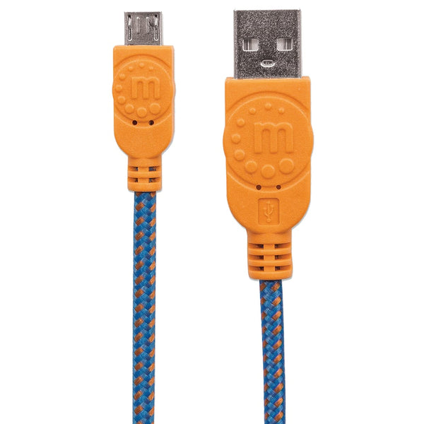 Cable Manhattan Usb V2 A-Micro B 1.0 Metros Textil Naranja Con Azul Bolsa 352734