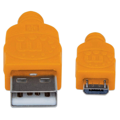 Cable Manhattan Usb V2 A-Micro B 1.0 Metros Textil Naranja Con Azul Bolsa 352734