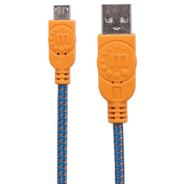 Cable Manhattan Usb V2 A-Micro B 1 Metros Textil Naranja Con Azul Blister 394024