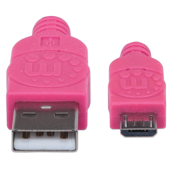 Cable Manhattan Usb V2 A-Micro B 1 Metros Textil Rosa Con Morado Blister 394048