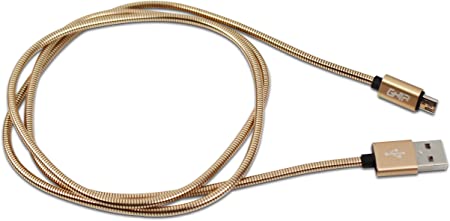 Cable Micro Usb Forro Metalico Ghia 1.0 Metros Usb 2.1 Cargador Y Transferencia De Datos Dorado
