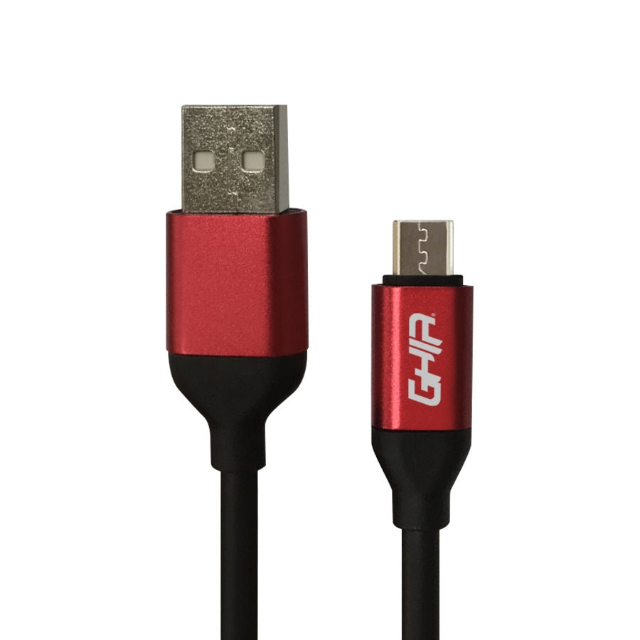 Cable Micro Usb Ghia 1 Metro Color Negro Con Rojo