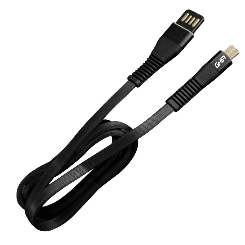 Cable Micro Usb Ghia Plano Reversible, Bilateral Color Negro De 1 Metro