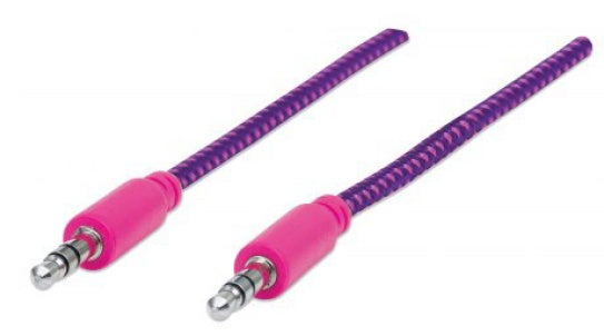 Cable Stereo Manhattan Macho-Macho (Stereo) 1.8 Metros Textil Morado Con Rosa 352833