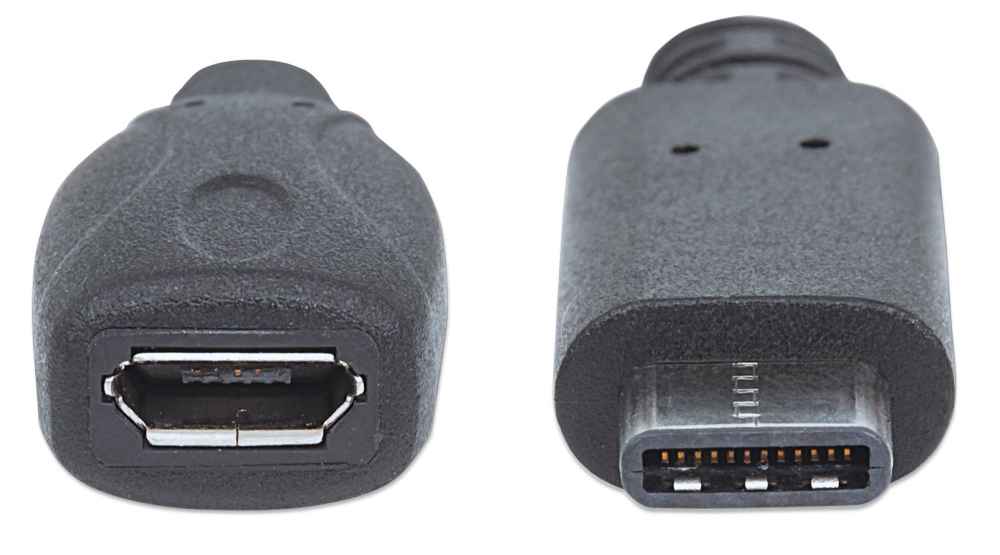 Cable Usb-C Manhattan C Macho-Micro B V2.0 Hembra 15cm Negro 353335