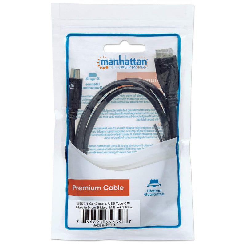 Cable Usb-C Manhattan C Macho-Micro B V3 1.0 Metros Negro 3amp 353397