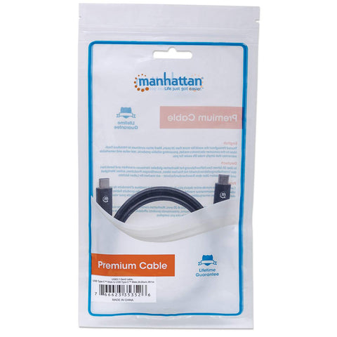 Cable Usb-C Manhattan V3.1, C-C 1.0 Metros Negro 353526