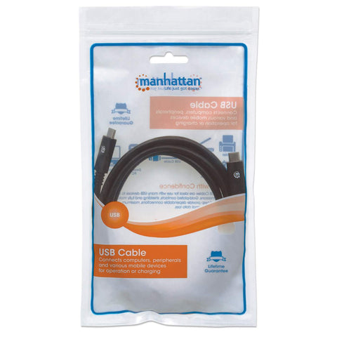 Cable Usb-C Manhattan V3.1, C-C 2.0 Metros Negro 354905