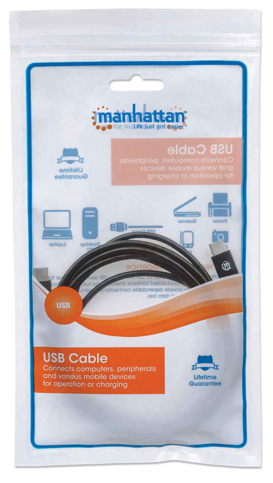 Cable Usb Manhattan Tipo Cm - Cm 2.0 Metros Negro V2.0 354875