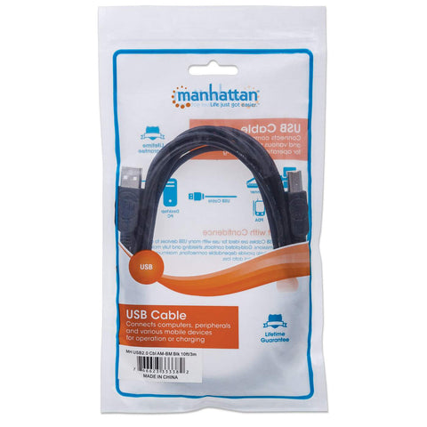 Cable Usb Manhattan V2.0 A-B 3.0 Metros, Negro 333382