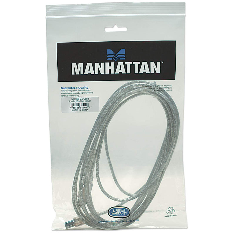 Cable Usb Manhattan V2.0 A-B 5.0 Metros Plata 345408
