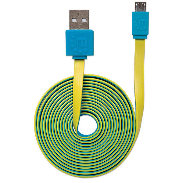 Cable Usb Manhattan V2.0 A-Micro B 1.0 Metros Plano Azul Con Amarillo 391436