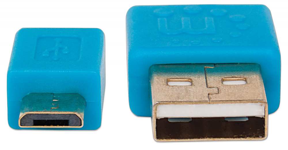 Cable Usb Manhattan V2.0 A-Micro B 1.0 Metros Plano Azul Con Amarillo 391436