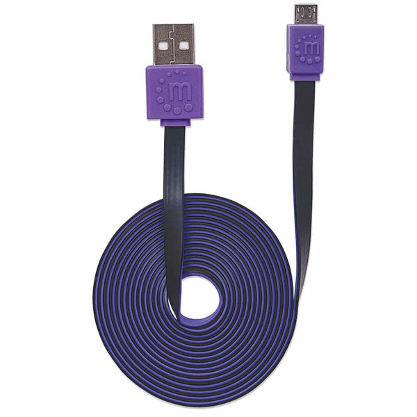 Cable Usb Manhattan V2.0 A-Micro B 1.0 Metros Plano Negro Con Morado 391368