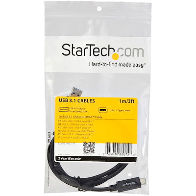 Cable Usb Tipo-C De 1 Metro - Usb 3.1 10gbps Tipo A A Usb-C - Certificacion Usb-If - Carga De Perifericos - Startech.Com Modelo Usb31ac1m