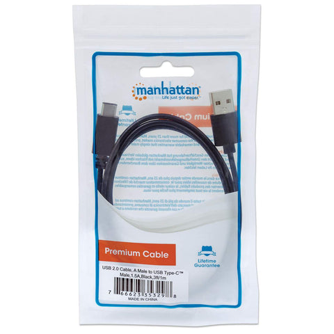 Cable Usb Tipo-C Manhattan, Cm-Am 1.0M Negro 353298