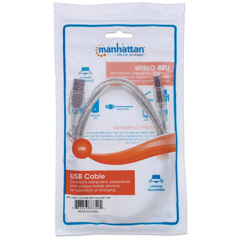 Cable Usb V2.0 Manhattan A-B 1.8 Metros Plata 333405