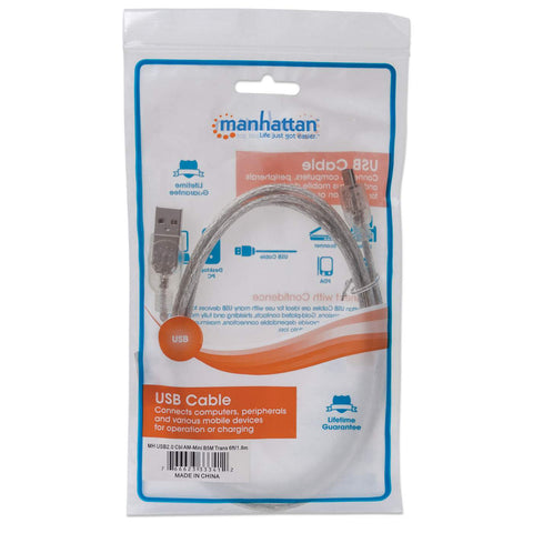 Cable Usb V2.0 Manhattan A-Mini B 1.8 Metros Plata 333412