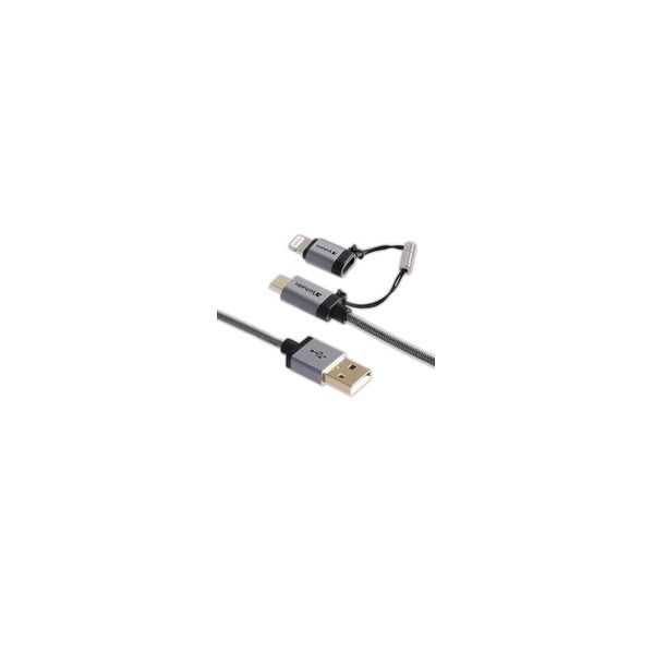 Cable Verbatim 2 En 1 Micro Usb & Lightning Tensado Negro 99217