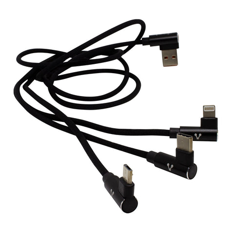 Cable Vorago Cab-308 Micro Usb, Lightning, Tipo C 2.4a Negro