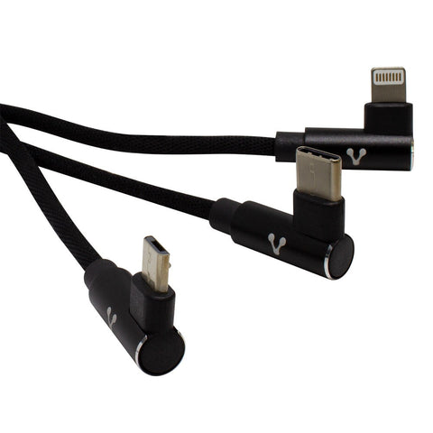 Cable Vorago Cab-308 Micro Usb, Lightning, Tipo C 2.4a Negro