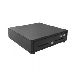 Cajón De Dinero Ghia Negro Uso Rudo, Charola Removible, Panel Frontal Metálico, Compartimientos 5 Billetes Y 8 Monedas